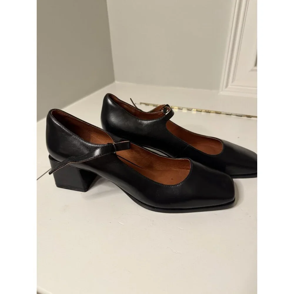 Intentionally Blank Christopher Mary Jane Heel Black Leather US 11 NEW $198 - Picture 10 of 15